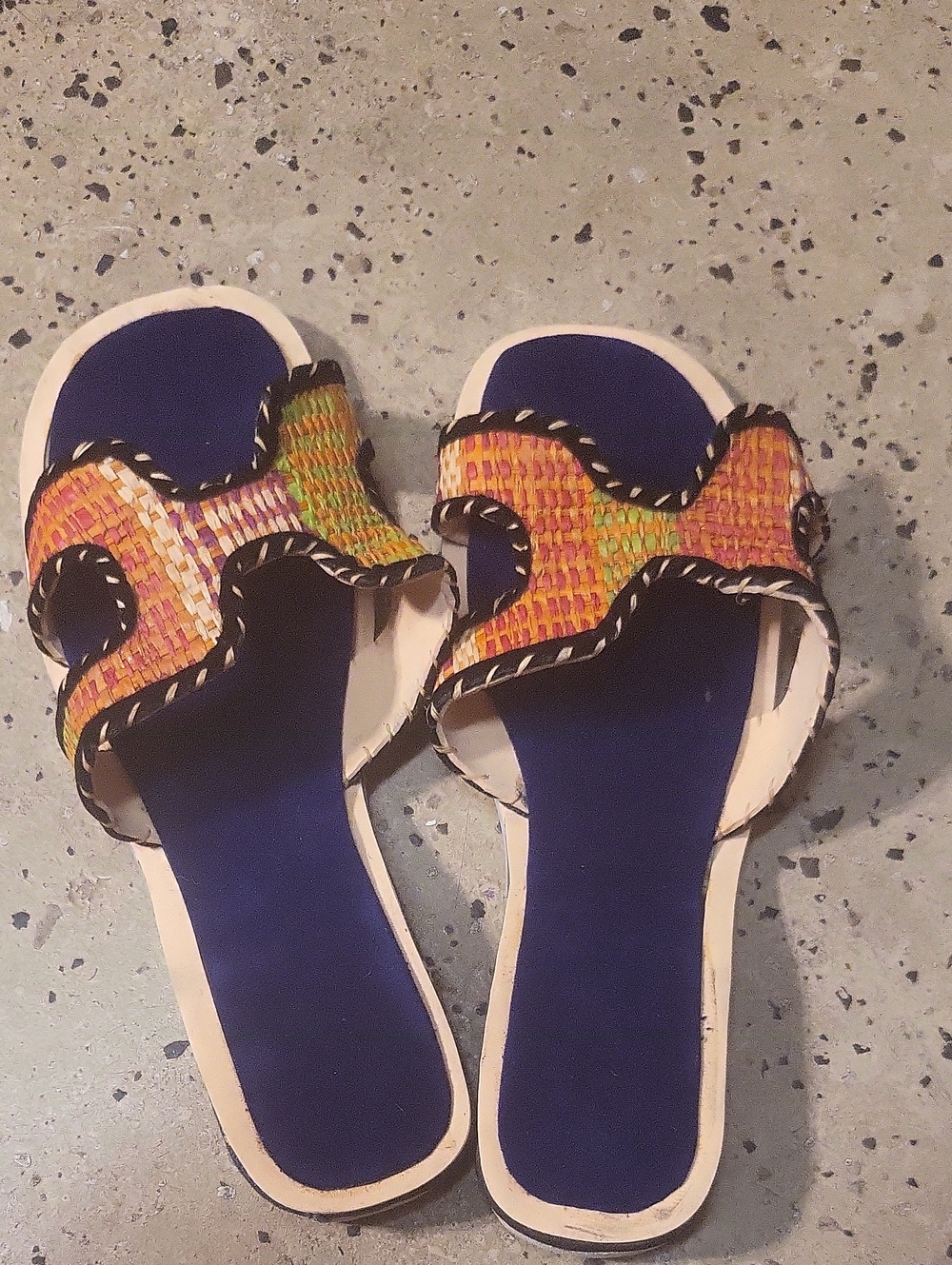 Afrocan H SAFARI Woven Multicolor Slippers for Women - Blue Insole STYLE 3 Size8